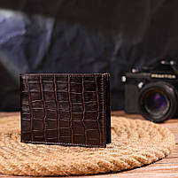 Невелике чоловіче портмоне з натуральної фактурної шкіри CANPELLINI 21522 Коричневе, фото 8