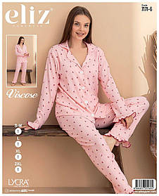 Піжама - Eliz: штани та рубашка з манжетами-воланчиками рожевого кольору