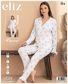 Піжама - Eliz: штани та рубашка з манжетами-воланчиками білого кольору