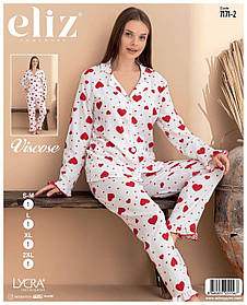 Піжама - Eliz: штани та рубашка з манжетами-воланчиками білого кольору