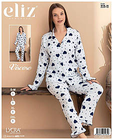 Піжама - Eliz: штани та рубашка з манжетами-воланчиками білого кольору