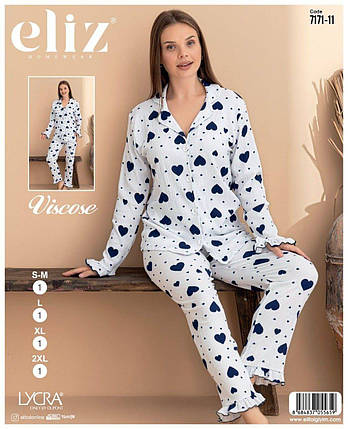 Піжама - Eliz: штани та рубашка з манжетами-воланчиками білого кольору, фото 1