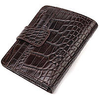 Цікавий гаманець для чоловіків з натуральної шкіри з тисненням під крокодила CANPELLINI 21689 Коричневий, фото 2