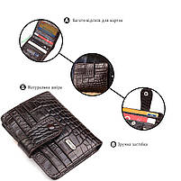 Цікавий гаманець для чоловіків з натуральної шкіри з тисненням під крокодила CANPELLINI 21689 Коричневий, фото 4