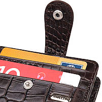 Цікавий гаманець для чоловіків з натуральної шкіри з тисненням під крокодила CANPELLINI 21689 Коричневий, фото 5