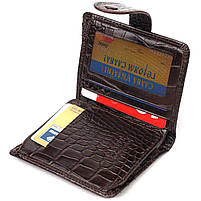 Цікавий гаманець для чоловіків з натуральної шкіри з тисненням під крокодила CANPELLINI 21689 Коричневий, фото 6
