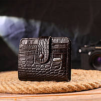 Цікавий гаманець для чоловіків з натуральної шкіри з тисненням під крокодила CANPELLINI 21689 Коричневий, фото 8