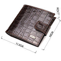 Гаманець для чоловіків горизонтального формату з натуральної шкіри з тисненням під крокодила CANPELLINI 21770 Коричневий, фото 4