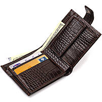 Гаманець для чоловіків горизонтального формату з натуральної шкіри з тисненням під крокодила CANPELLINI 21770 Коричневий, фото 6
