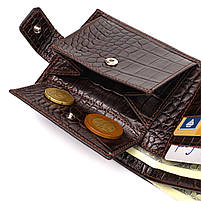 Гаманець для чоловіків горизонтального формату з натуральної шкіри з тисненням під крокодила CANPELLINI 21770 Коричневий, фото 8