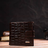 Гаманець для чоловіків горизонтального формату з натуральної шкіри з тисненням під крокодила CANPELLINI 21770 Коричневий, фото 9