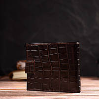 Гаманець для чоловіків горизонтального формату з натуральної шкіри з тисненням під крокодила CANPELLINI 21770 Коричневий, фото 10