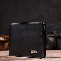 Класичне чоловіче портмоне з натуральної гладкої шкіри CANPELLINI 21786 Чорне, фото 8