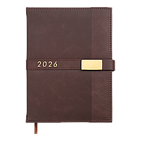 Щоденник датований 2026 LEROY A5 коричневий штуч.шкіра
