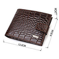 Функціональний горизонтальний гаманець для чоловіків з натуральної шкіри з тисненням під крокодила CANPELLINI 21885 Коричневий, фото 3