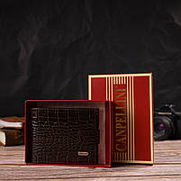 Функціональний горизонтальний гаманець для чоловіків з натуральної шкіри з тисненням під крокодила CANPELLINI 21885 Коричневий, фото 10