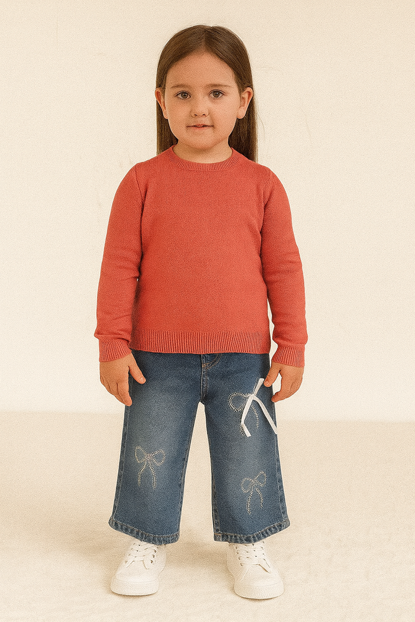 Дитячі джинси прямі для дівчинки сині (5217), фото 1