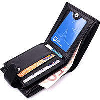 Класичне портмоне для чоловіків із блоком для карток з натуральної шкіри ST Leather 19473 Чорне, фото 7