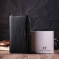 Чоловічий клатч на два відділення з натуральної шкіри ST Leather 22531 Чорний, фото 10