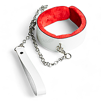 Комплект белых наручников и ошейника с поводком, для романтических игр и BDSM экспериментов