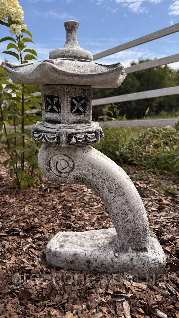 Садова фігура лампа на нозі, скульптура ліхтар в японському стилі, лампа з арт-бетону 57 см, фото 1