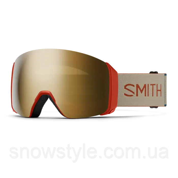 Гірськолижна маска Smith 4D MAG Rust 2 Лінзи ChromaPop Sun Black Gold Mirror /ChromaPop Storm Blue Sensor, фото 1
