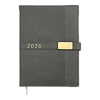 Щоденник датований 2026 LEROY A5 сірий штуч.шкіра
