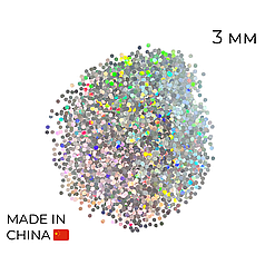 Конфетті (50 г) 080 дрібне (лусочки) срібло голографія, 3 мм