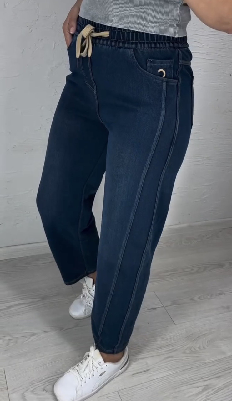 Жіночі джинси Баггі в темно-синьому кольорі. Розміри: від 50 до 58