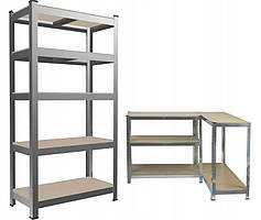 Стелаж металевий 220х90х40 см см 5 полиць (сірий)