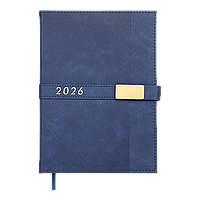 Щоденник датований 2026 LEROY A5 синій штуч.шкіра