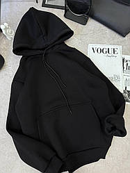 Жіноче тепле худі; Кольори: меланж, чорний; Розміри — оверсайз (42-46) ;