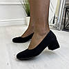 Туфлі жіночі замшеві на невисокому підборі, колір чорний, фото 3