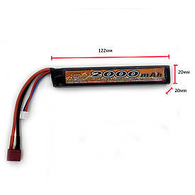 Акумулятор LiPo 7.4V 2000mah - моноблок 20-40C Т-конектор (VBPower)