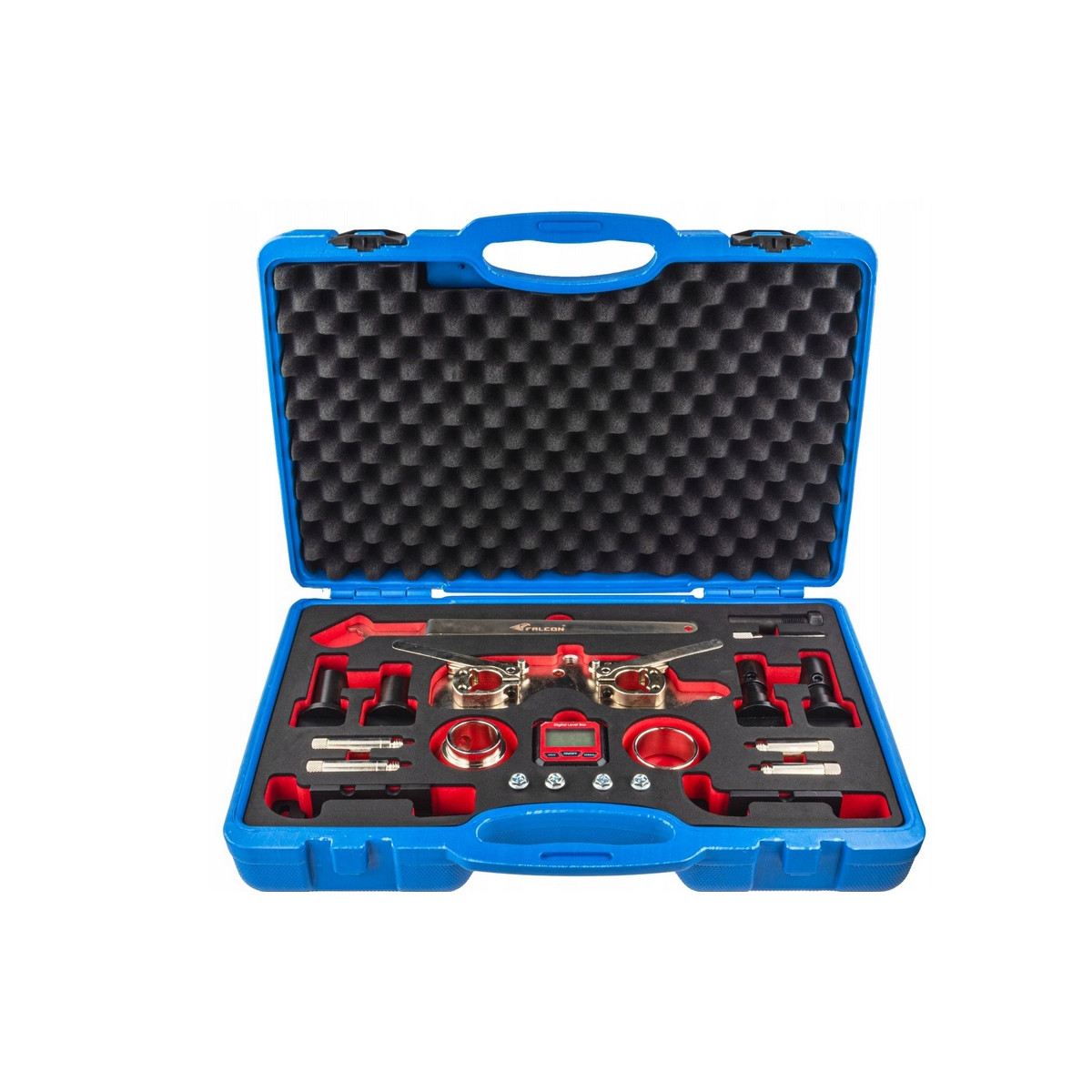 Набір для фіксації та позиціонування ГРМ VW / Audi / Seat / Skoda 1.0–1.6 TSI з цифровим інклинометром (VAG) Falcon F04143, фото 1