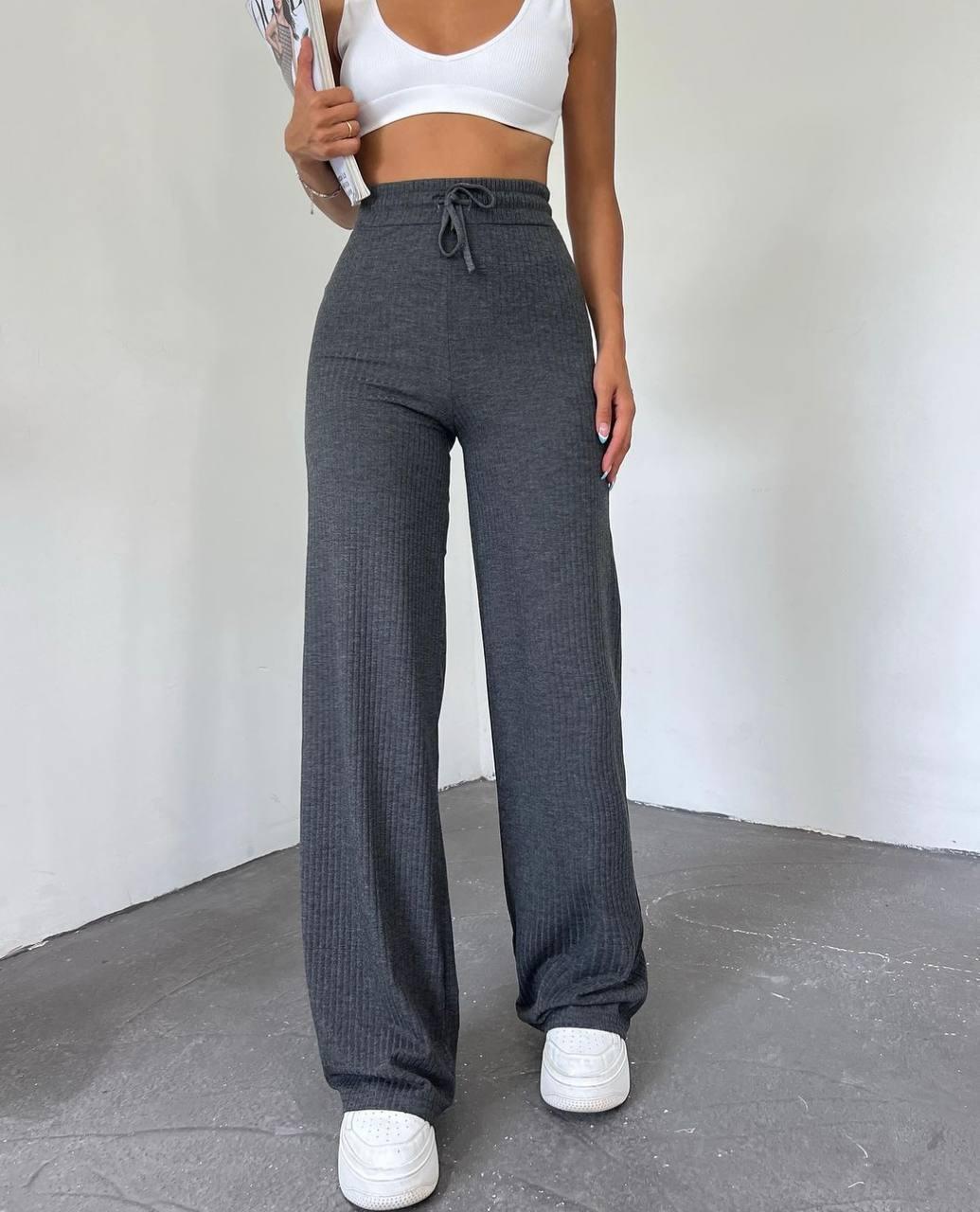 Жіночі штани в рубчик; Кольори: чорний, сірий, графіт, зелений, жовтогарячий; Розміри: 42-46, 48-50 ;, фото 1