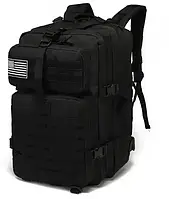Тактичний міцний штурмовий рюкзак 45л Чорний з системою MOLLE для Поліції та Охорони