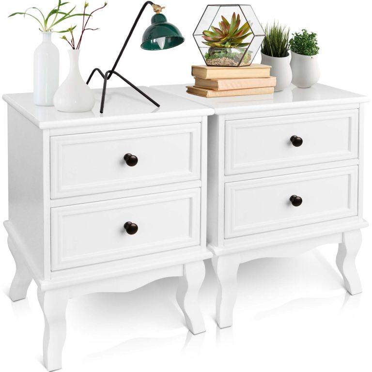 Комплект з двох білих приліжкових тумб з 2 шухлядами