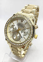 Годинники жіночі наручні, календар-дата, золото з білим циферблатом ( код: IBW490YO )