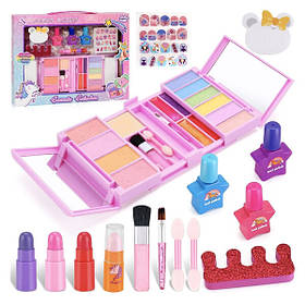 Дитяча декоративна косметика для макіяжу та манікюру в палетці з єдинорогом Рожевий (60093)
