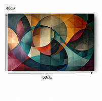 Картина абстрактна геометрична Декор у сучасний інтер'єр Друк на полотні 60х40см, фото 4