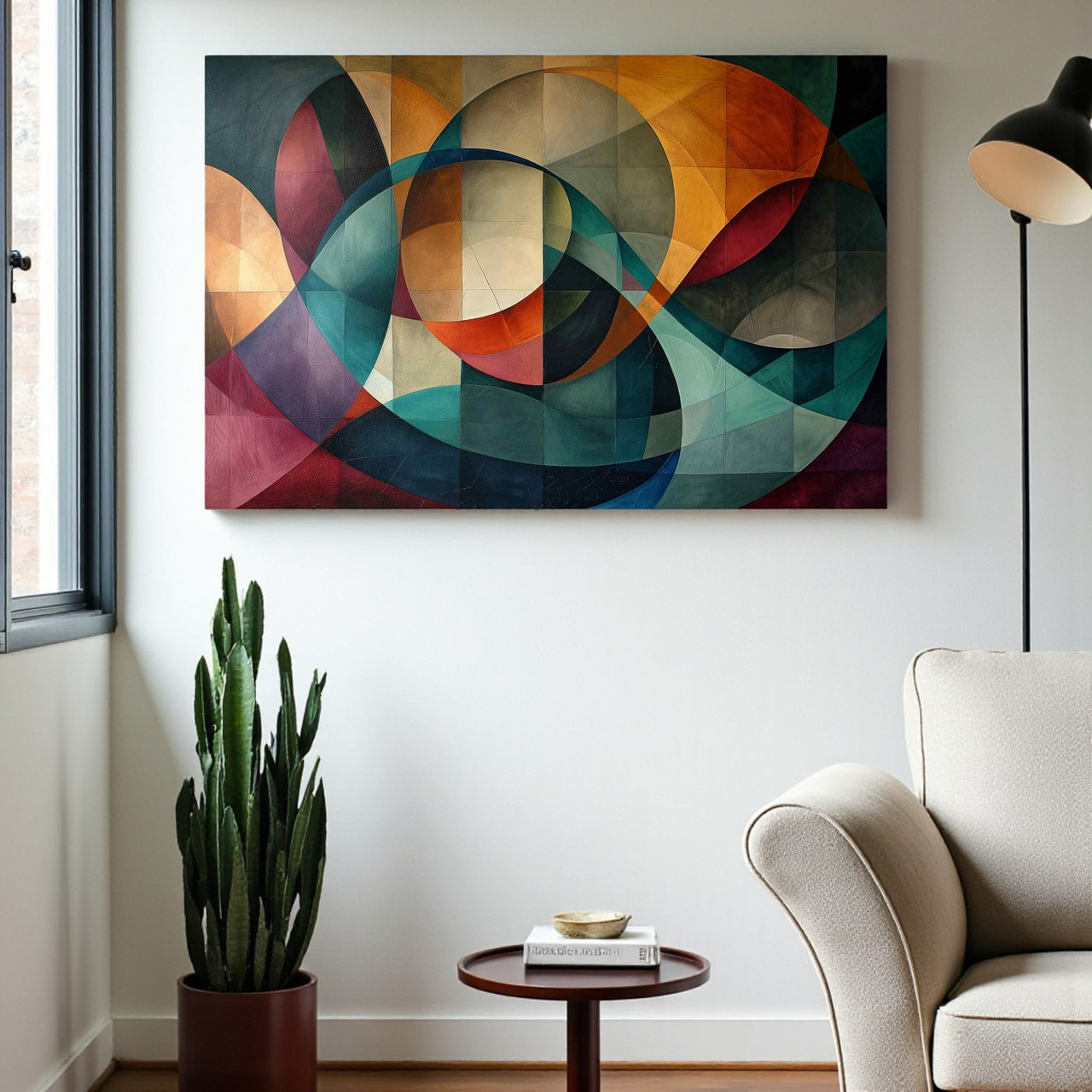 Картина абстрактна геометрична Декор у сучасний інтер'єр Друк на полотні 60х40см, фото 1