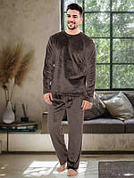 Чоловіча тепла піжама плюшева. Чорний/пляшка/шоколад. 46-48; 50-52; 54-56.