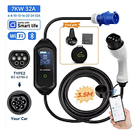 Зарядний пристрій для електромобілів EV Charger 7 кВт 32 A 1-фаза Type 2 WI-FI APP