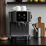 Потужна рожкова кавоварка Top Kitchen 1500 Вт кавовий апарат з капучинатором 1.8л і LED-дисплеєм еспресо, фото 2