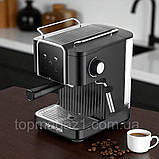 Потужна рожкова кавоварка Top Kitchen 1500 Вт кавовий апарат з капучинатором 1.8л і LED-дисплеєм еспресо, фото 4