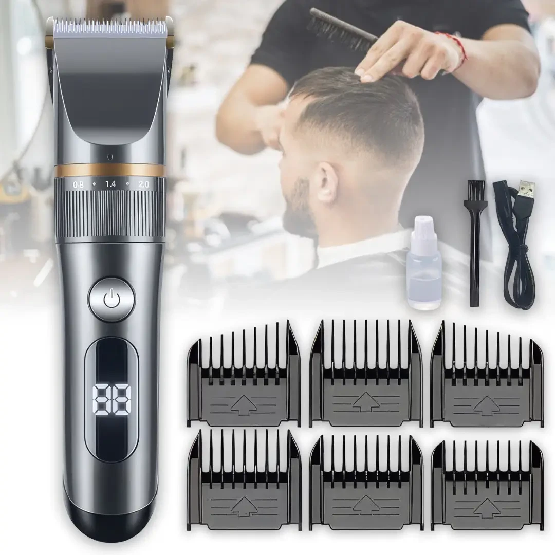 Акумуляторна машинка для стриження з дисплеєм і 6 насадками RAF R.4026, фото 1