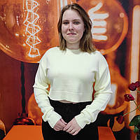 Светр жіночий короткий теплий однотонний 44 лимон