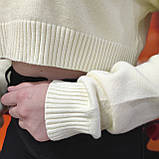 Светр жіночий короткий теплий однотонний 44 лимон, фото 5