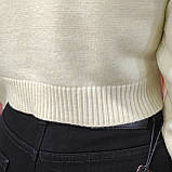 Светр жіночий короткий теплий однотонний 44 лимон, фото 6